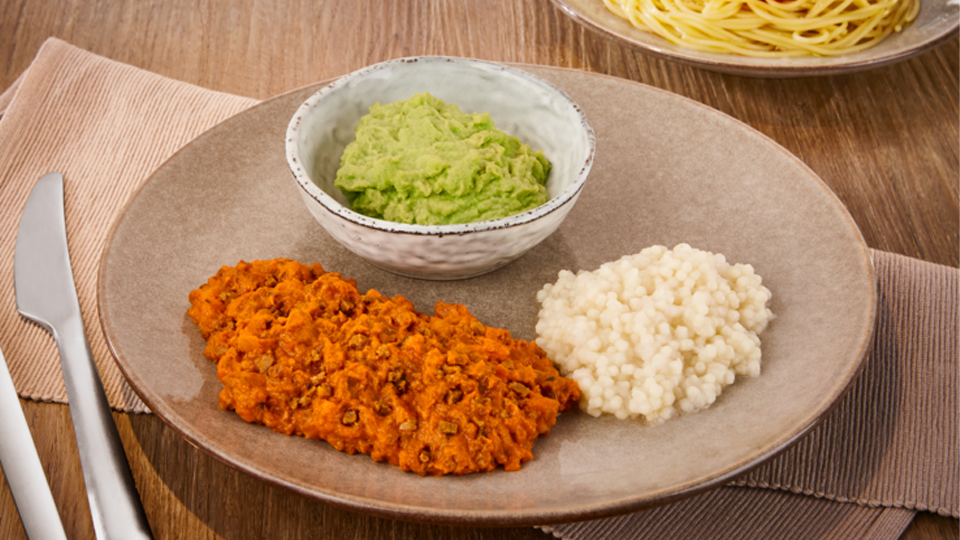 zerkleinertes Bolognese Menü