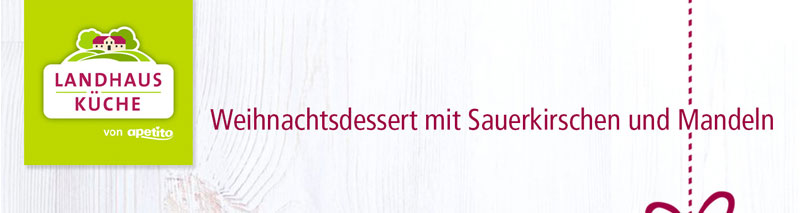 Weihnachtsdessert mit Sauerkirschen und Mandeln