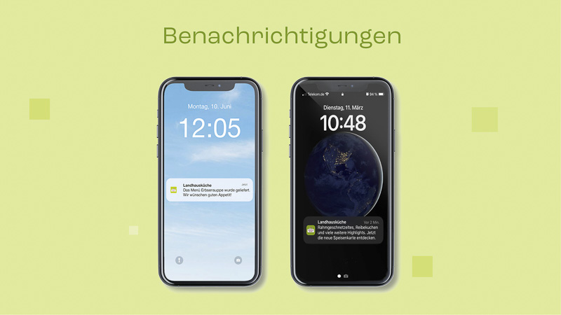 Darstellung der Push-Benachrichtigungen der Landhausküche App