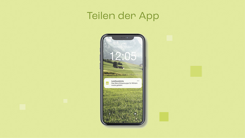 Darstellung der Teilen-Funktion der Landhausküche App
