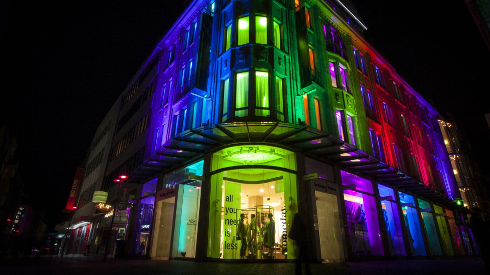 Die Altstadt von Recklinghausen bunt beleuchtet