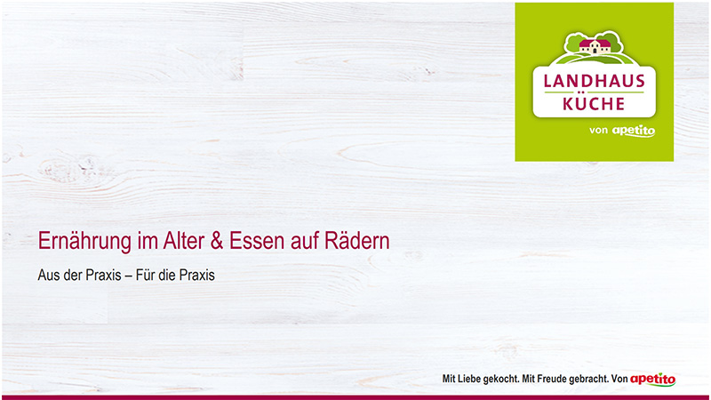 Anfangsfolie der Schulungspräsentation: Ernährung im Alter und Essen auf Rädern